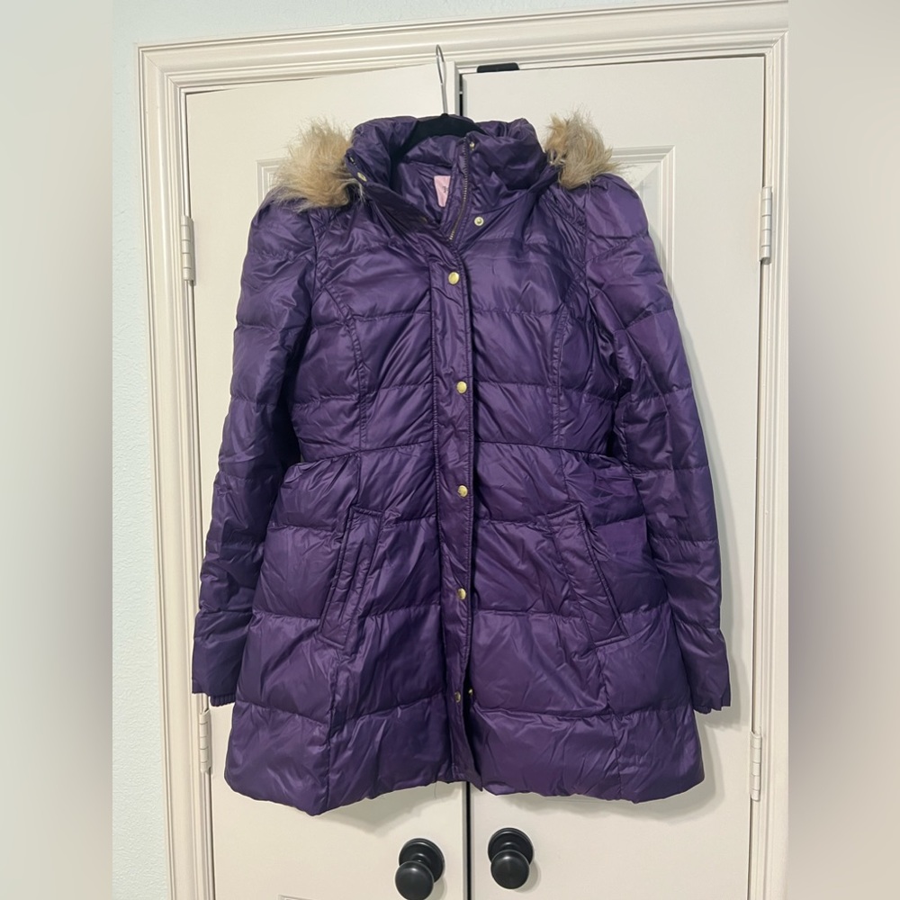 Juicy Couture Down Puffer Coat Jacket in Eggplant Purple